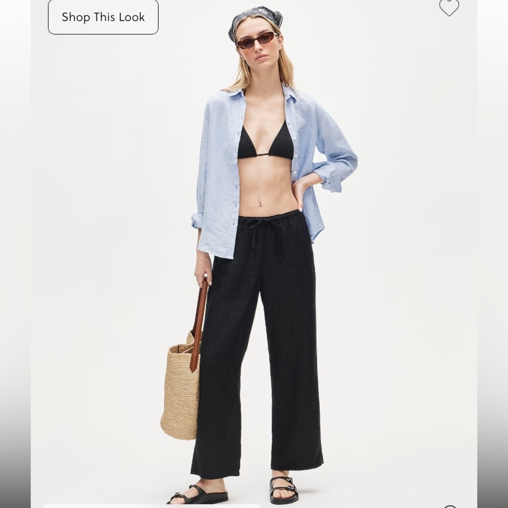 J. Crew Drawstring Linen Soleil Pant, Black, M, NWT